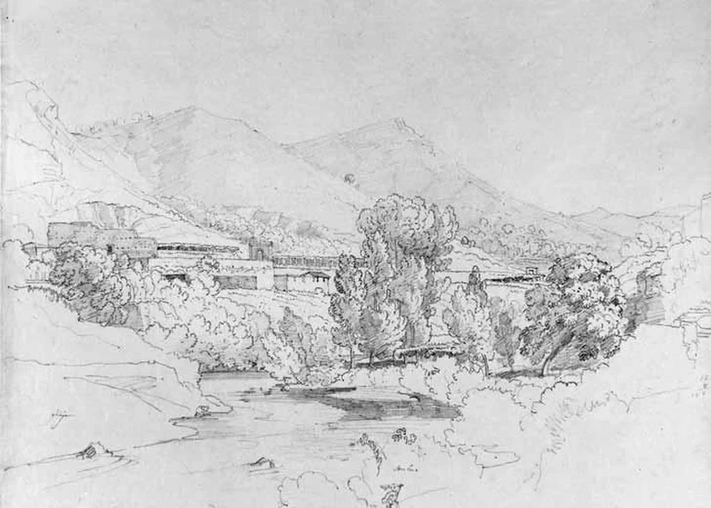 Luigi Basiletti-44-Rovine di villa con fiume